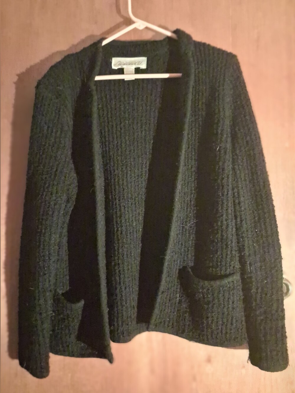 Soft Open-Front Black Knit Cardigan